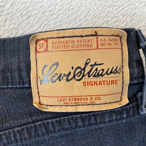 Levis Strauss Signature Jeans Misses 10 Long Bootcut Stretch Denim Black Cotton - Picture 9 of 11